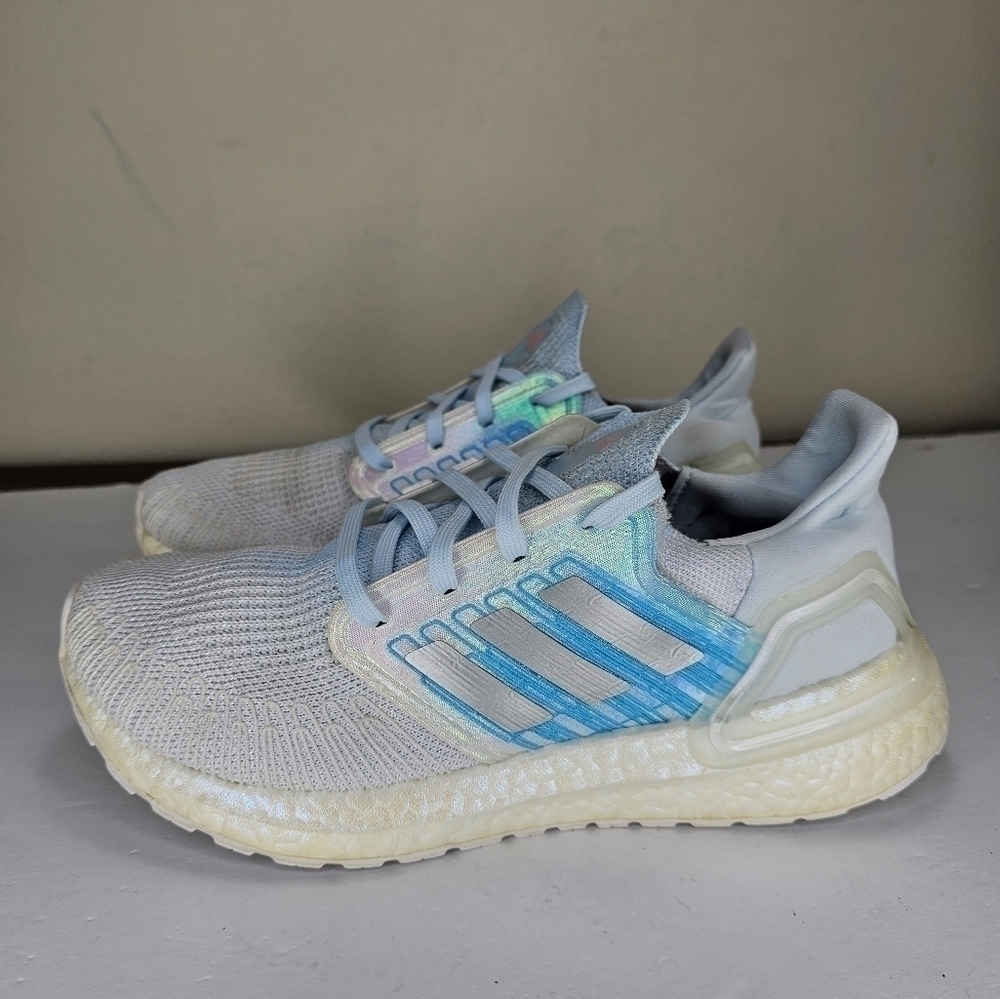 Adidas Ultra Boost 20 Womens FV8336 White Silver Metallic Sky Shoes Size 8